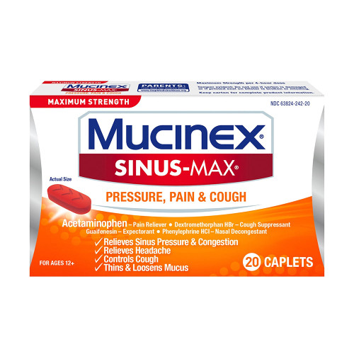 Mucinex Sinus-Max Maximum Strength For Pressure, Pain & Cough