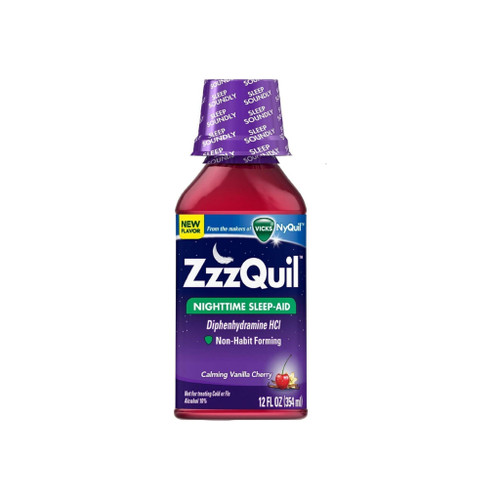 Zzzquil Nighttime Sleep-Aid, Calming Vanilla Cherry 12 Oz