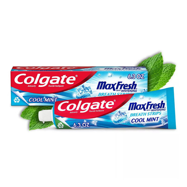 Colgate Max Fresh Toothpaste, Whitening Toothpaste With Mini Breath Strips,6.3 Oz