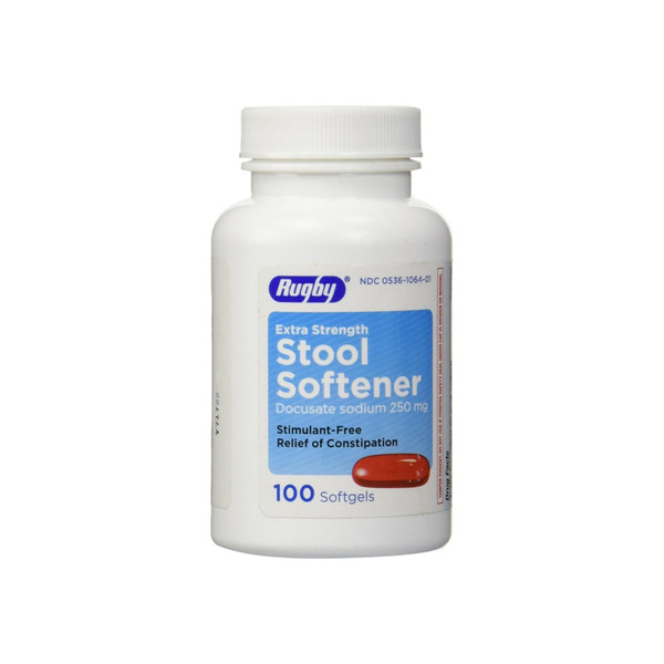 Rugby Stool Softener Docusate Sodium 250Mg Soft Gels 100 Ea