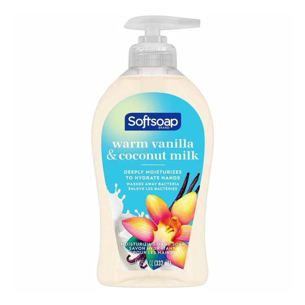 Softsoap Deeply Moisturizing Liquid Hand Soap Pump Warm Coconut Milk, Vanilla, 11.25 Fl Oz