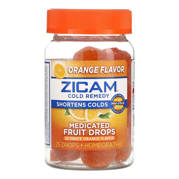 Zicam Cold Remedy Zinc Medicated Fruit Drops, Ultimate Orange, 25 Count (Pack Of 1)