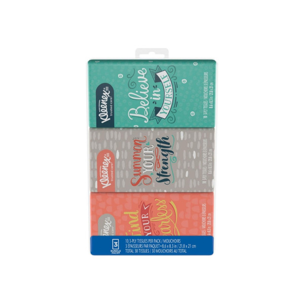 Kleenex Go Pack Facial Tissue, 3 Ea