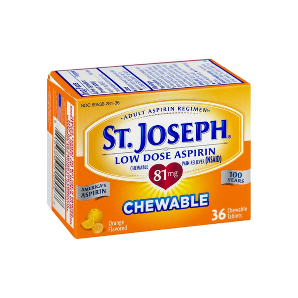 St. Joseph Orange Chewable 81Mg Aspirin, 36 Tablets