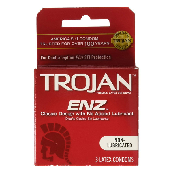 Trojan Condoms Non-Lubricated Latex 3 Each