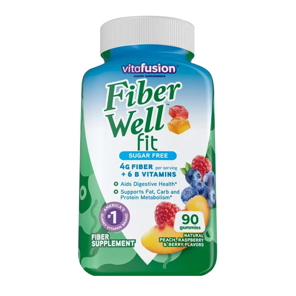 Vitafusion Fiberwell Fit Gummies, Peach, Strawberry & Berry, 90 Each
