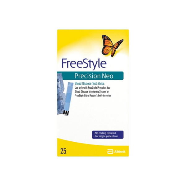 Freestyle Precision Neo Blood Glucose Test Strips, 25 Ea