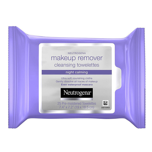 Neutrogena Makeup Remover Cleansing Towelettes & Wipes, Night Calming, 25 Count
