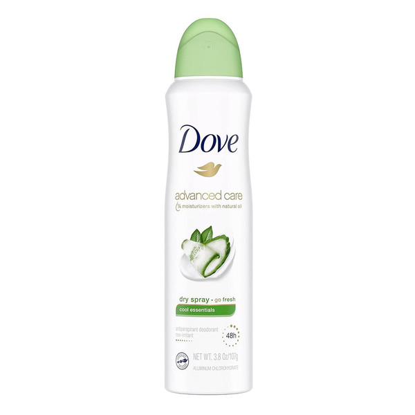 Dove Advanced Care Dry Spray Antiperspirant Deodorant For Women, Cool Essentials, 3.8 Oz