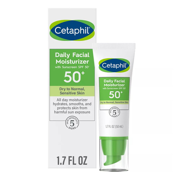 Cetaphil Daily Facial Moisturizer For All Skin Types, Spf 50, 1.7 Oz