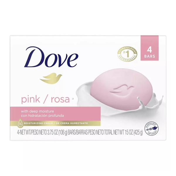 Dove Beauty Bar For Softer Skin Pink More Moisturizing Than Bar Soap 4X3.75 Oz