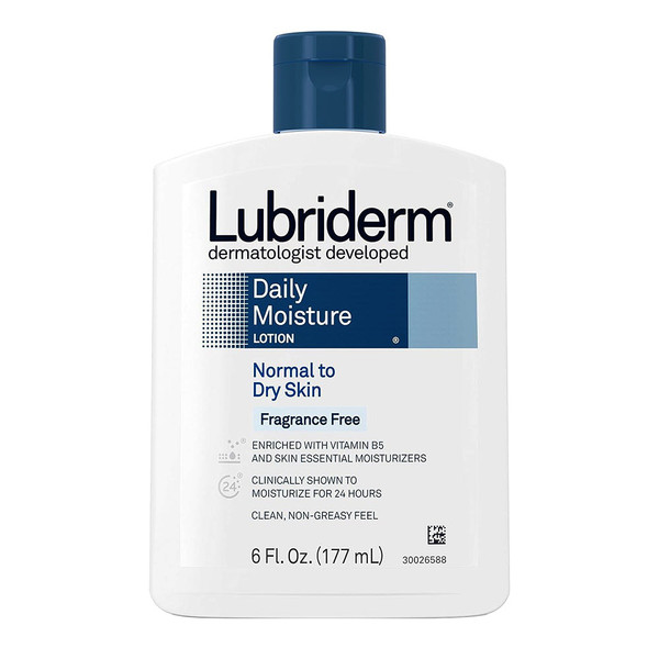 Lubriderm Daily Moisture Lotion For Normal To Dry Skin, Fragrance Free - 6 Fl Oz