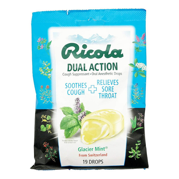 Ricola Extra Strength Cough Suppressant Drops, Glacier Mint, 19 Drops