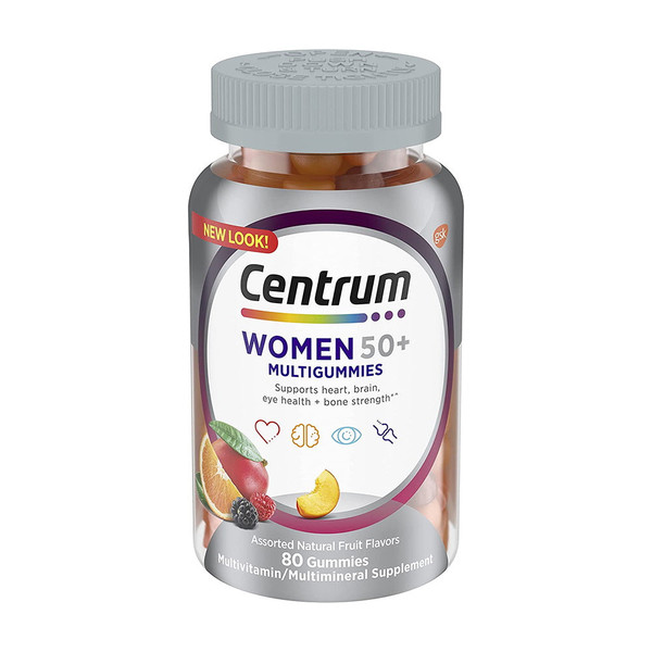 Centrum Multivitamin And Multiminerals For Women 50 Plus Gummies, Assorted Fruit, 80 Ea
