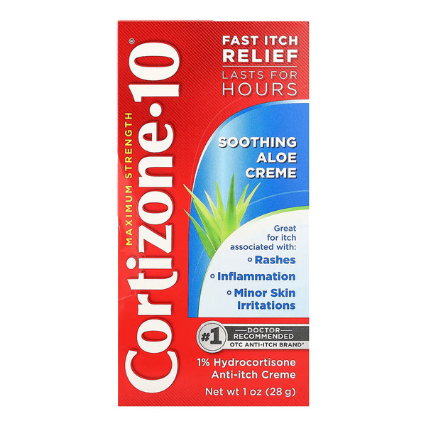 Cortizone 10 Maximum Strength Anti-Itch Cream With Soothing Aloe, 1% Hydrocortisone Creme, 1 Oz.