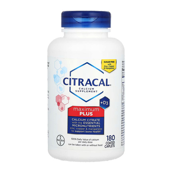 Citracal Maximum Plus 630 Mg Calcium Citrate With 1000 Iu Vitamin D3, Bone Health Supplement For Adults, Caplets - 180 Count