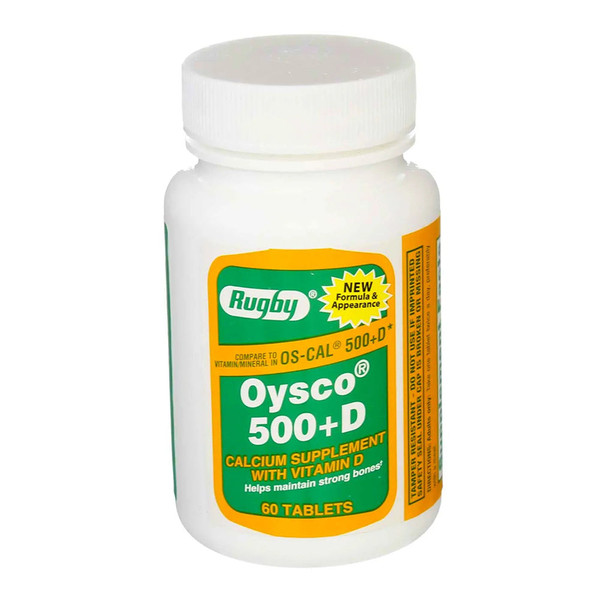 Rugby Oysco 500 + D Calcium Supplement Tablets - 60 Count