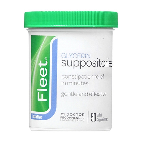 Fleet Glycerin Laxative Constipation Relief Adult Suppositories Jar - 50 Ea