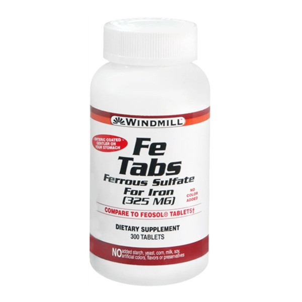 Windmill Ferrous Sulphate Iron Supplement Therapy Tablets - 300 Ea