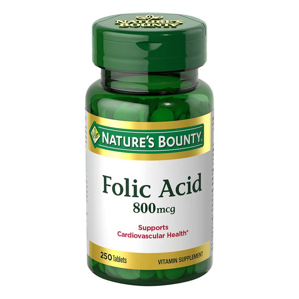 Nature'S Bounty Folic Acid 800 Mcg, 250 Tablets