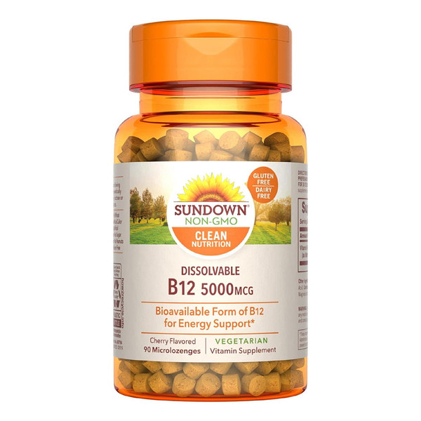 Sundown Naturals 5000 Mcg Quick Dissolve Methylcobalamin B-12 Capsules - 90 Ea