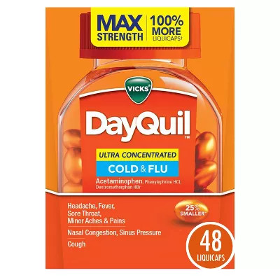 Vicks Dayquil Ultra Concentrated Cold & Flu Medicine Liquicaps - 48Ct