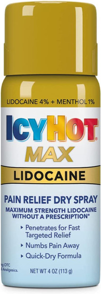 Icy Hot Max Strength Pain Relief Spray With Lidocaine Plus Menthol - 4 Oz