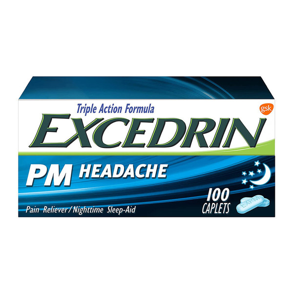 Excedrin Pm Pain Reliever And Nighttime Sleep-Aid Caplets For Headache Relief 100 Count