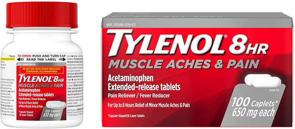 Tylenol 8 Hour Muscle Aches & Pain Acetaminophen Tablets For Muscle & Joint Pain, 100 Ct