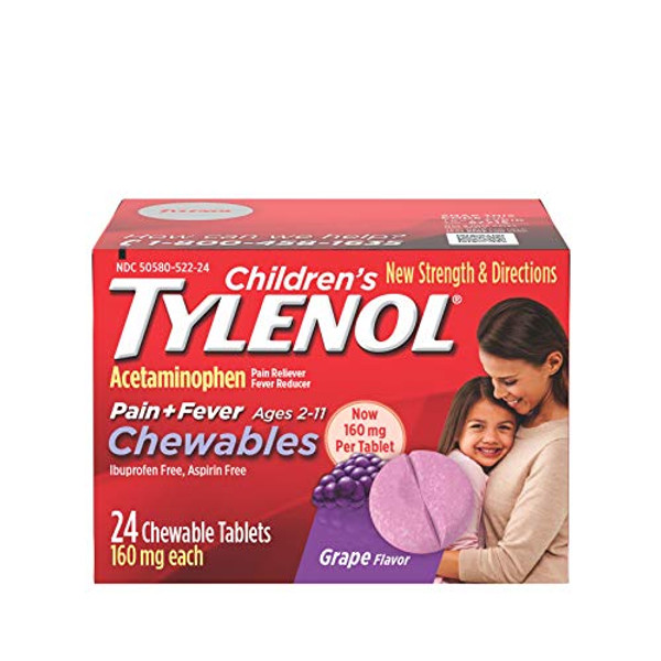 Tylenol Children'S Pain + Fever Chewables Tablets 160 Mg, Grape Flavor 24 Ea(P