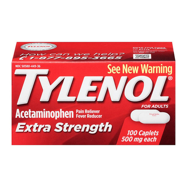 Tylenol Extra Strength Caplets For Adults - 100 Ea