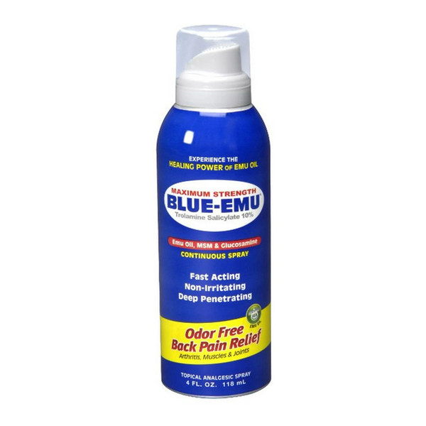 Blue Emu Continuous Back Pain Relief Spray, Odor Relief - 4 Oz