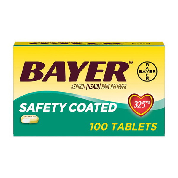 Bayer Asprin Regular Dose Pain Reliever 325Mg Enteric Coated Tablets, 100 Ea