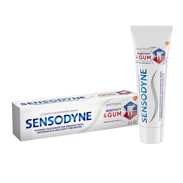 Sensodyne Sensitivity & Gum Whitening Toothpaste, Toothpaste For Sensitive Teeth & Gum Problems - 3.4 Oz