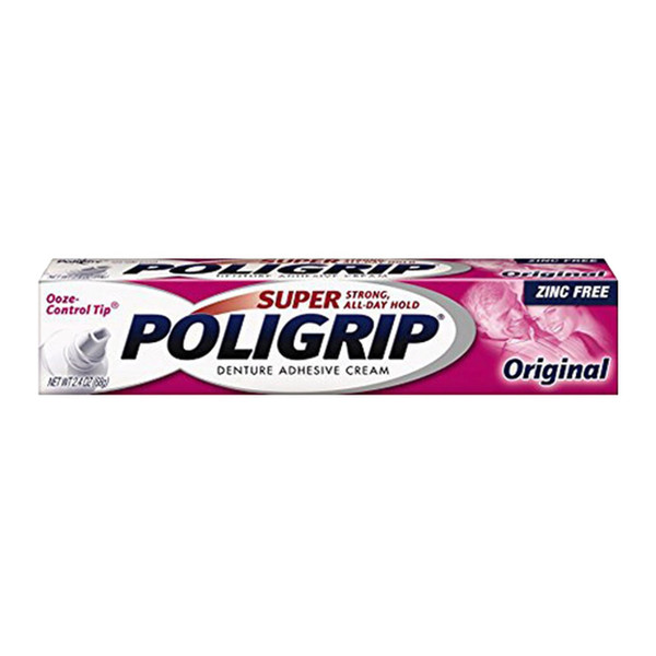 Super Poligrip Strong Hold Denture Adhesive Cream, Original - 2.4 Oz