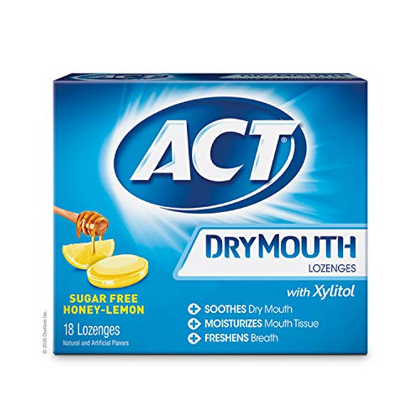 Act Dry Mouth Lozenges With Xylitol, Sugar Free, Honey-Lemon, 18 Count