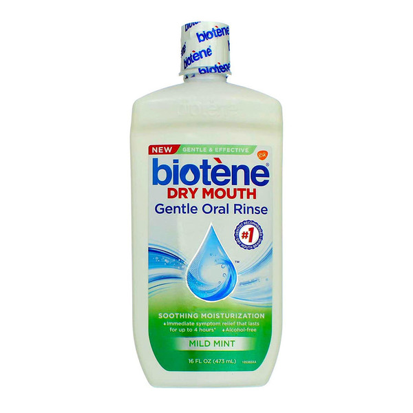 Biotene Gentle Moisturizing Oral Rinse Mouthwash For Dry Mouth Mild Mint - 16 Oz