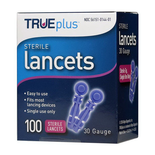 Trueplus Sterile Lancets, 30 Gauge - 100 Ct
