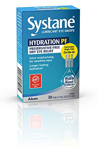 Alcon Systane Hydration Preservative-Free Lubricant Eye Drops, Transparent, 0.6 Fl Oz, 30 Count