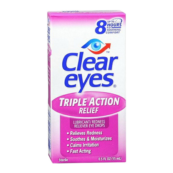 Clear Eyes Dry Eye Triple Action Relief Lubricant Eye Drops - 0.5 Fl Oz
