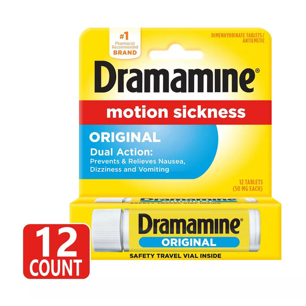 Dramamine Motion Sickness Relief, Original Formula, Tablets 12 Ea