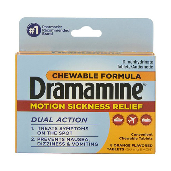 Dramamine Motion Sickness Relief Chewable Tablets 8 Ea