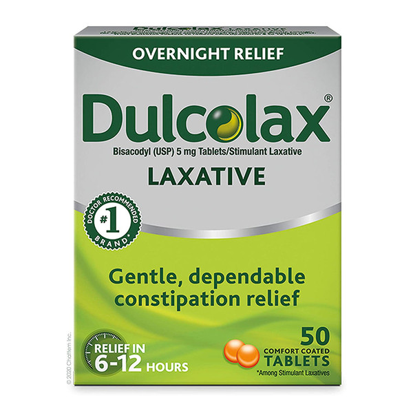 Dulcolax Overnight Relief Laxative For Gentle Constipation Relief Bisacodyl 5 Mg Tablets - 50 Count