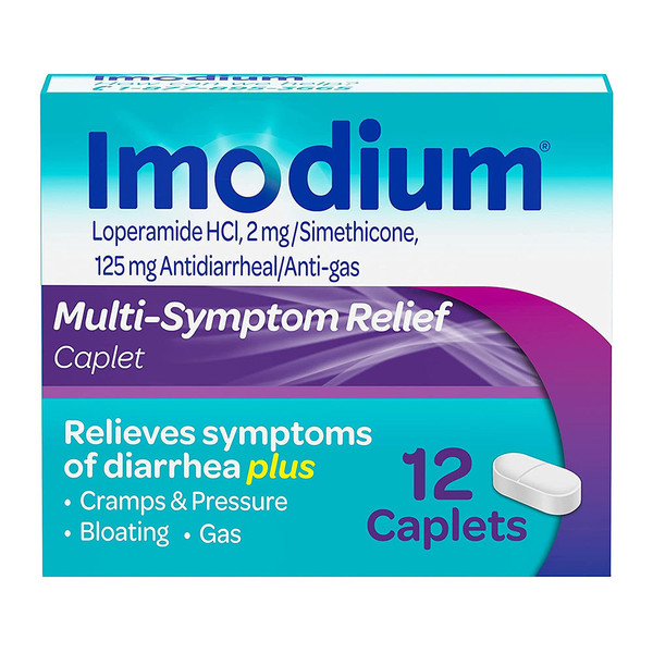 Imodium Multi-Symptom Anti-Diarrheal Caplets, Loperamide Hcl &, Simethic One - 12 Ct