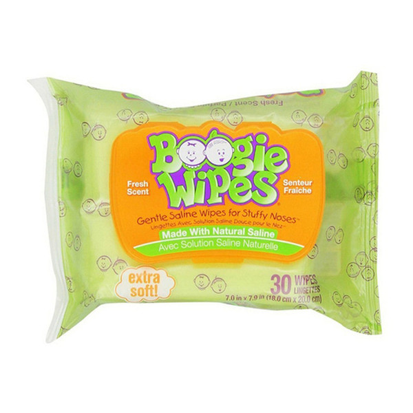 Boogie Wipes Gentle Saline Wipes For Stuffy Noses - 30 Ea