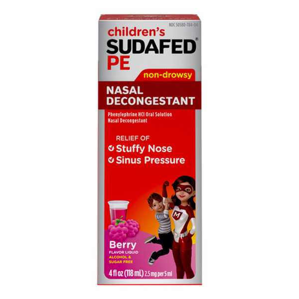 Sudafed Pe Children'S Nasal Decongestant Liquid, Berry 4 Oz
