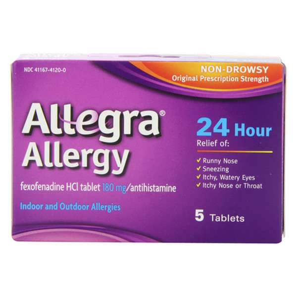 Allegra 24 Hour Allergy Relief Fexofenadine 180 Mg Tablets - 5 Ea