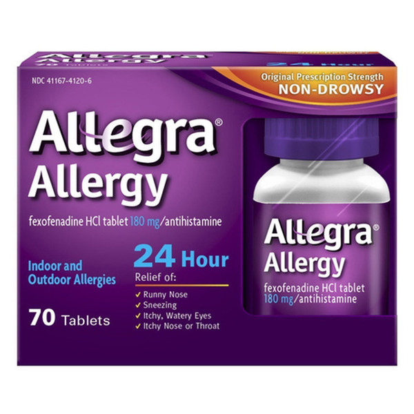 Allegra Indoor & Outdoor Allergy Relief Fexofenadine 180 Mg Tablets - 70 Ea