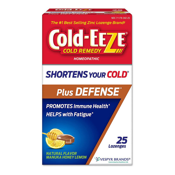 Cold-Eeze Plus Defense Natural Manuka Honey Lemon Lozenges, 25 Ct