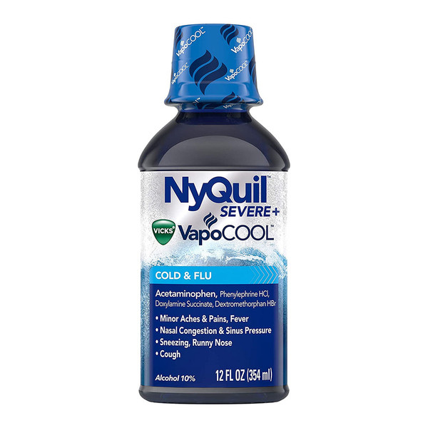 Vicks Nyquil Severe Vapocool Nighttime Cold, Flu And Congestion Relief - 12.0 Oz